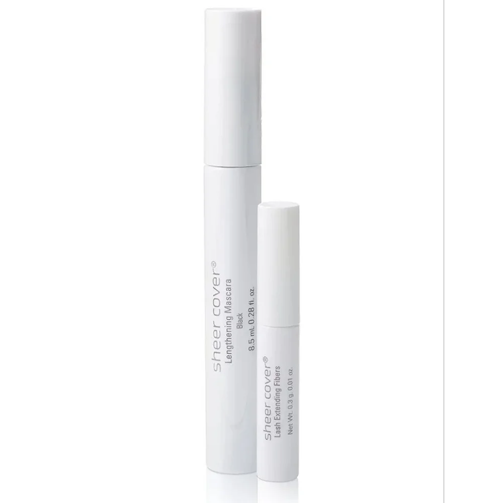 Sheer Cover Black Lengthening Mascara + Lash Extending Fibers Set In Full Size